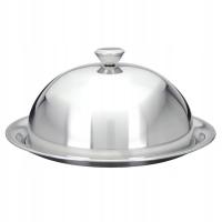 Taca do SERWOWANIA z POKRYWĄ Stalowa Półmisek Owalny z KLOSZEM 24x10 cm