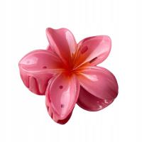Klamra spinka do włosów duża kwiat kwiatek boho hawajska ciemny róż na lato