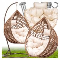 КАЧЕЛИ КОКОН КРЕСЛО-КАЧАЛКА ПОДВЕСНАЯ САДОВАЯ КОРЗИНА КОРИЧНЕВЫЙ ПРЕМИУМ ПОДУШКИ