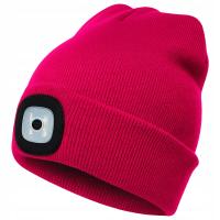 Czapka Zimowa z Latarką Lampką Czołową LED Ładowanie USB PRODUKT PL fuksja