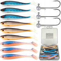 Gumy ETUSO Panther 9cm + Główki Jigowe 4/0 na Okonia Szczupaka Zestaw 12szt