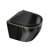 МИСКА ДЛЯ УНИТАЗА БЕЗ ОПРАВЫ MIZU-BL-GL-RIM-02 ЧЕРНАЯ МЕДЛЕННАЯ ДОСКА