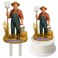 TOPPER KOLOROWY DWUSTRONNY URODZINOWY ROLNIK IMIE+WIEK