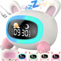 Edukacyjny zegar budzik lampka lampa nocna led dla dzieci dziecka królik
