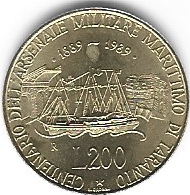 Italia 200 lira 1989