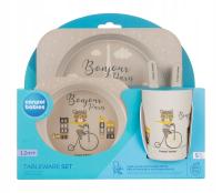 CANPOL ZESTAW OBIADOWY NA PREZENT ROCZEK: TALERZ MISKA KUBEK WIDELEC ŁYŻKA