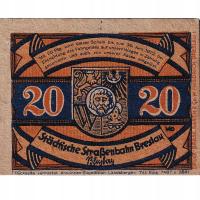 Banknot, Niemcy, Breslau, 20 Pfennig, texte 1, 192