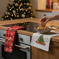 2-pak Ręczniki Ścierki Kuchenne Świąteczne Chłonne Choinki 40x58 Zestaw