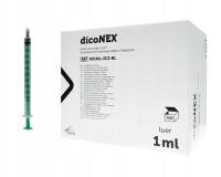 Strzykawka 3-częściowa 1ml luer slip 100szt zielony tłok dicoNEX Zarys
