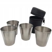 Kieliszki turystyczne metalowe 4 x 30ml etui ekspres