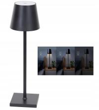 Lampa stołowa czarna akumulatorowa LED dotykowa 38 cm