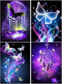 Zestaw 4 szt Haft Diamentowy Mozaika 5D Zestaw Motyl Motyle Łapacz snów