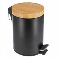 Мусорная корзина для ванной комнаты металлическая бамбуковая педаль 3л