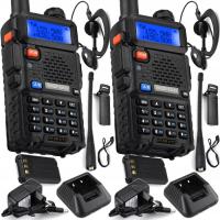 2× Baofeng UV-5R HTQ KRÓTKOFALÓWKA RADIOTELEFON WALKIE TALKIE SKANER Radio FM