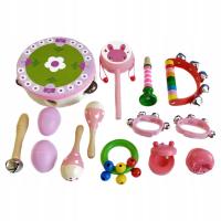 Instrumenty perkusyjne dla malucha Zabawka Wczesna nauka z futerałem do przechowywania różowy