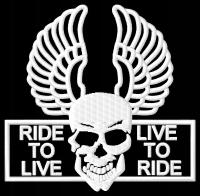 Naszywka czaszka z profilu Ride to Live Live to Ride haftowana z termofolią