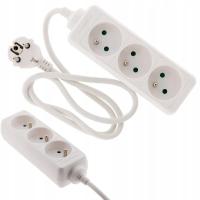 PRZEDŁUŻACZ 3 GNIAZDA 3m UZIEMIENIE LISTWA ZASILAJĄCA MOCNA BIAŁA