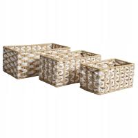 KOSZYKI 3 SZT ZESTAW DO PRZECHOWYWANIA BIAŁY BEŻOWY ORGANIZER ŁAZIENKOWY