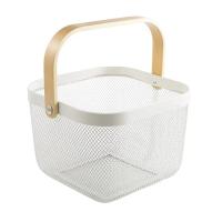 ДЕКОРАТИВНАЯ МЕТАЛЛИЧЕСКАЯ КОРЗИНА С ДЕРЕВЯННОЙ РУЧКОЙ ДЛЯ ФРУКТОВ И ОВОЩЕЙ