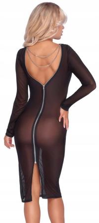 Эротическое белье черное прозрачное длинное платье на молнии XL