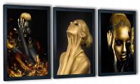 Набор из 3 изображений в плечо тему женщин и золота