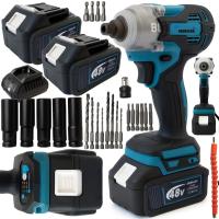 48V аккумуляторный ударный гайковерт для колес 1/2 650NM 2ХАККУМУЛЯТОР 2в1 дрель