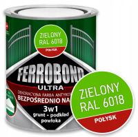 Farba do Metalu Żeliwa na Rdzę Zielony Połysk RAL 6018 0,7L Ferrobond Ultra
