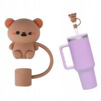 Silikonowa Osłonka Zatyczka na słomkę pyłoszczelna Miś