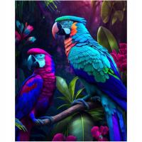 Haft diamentowy Papuga neon natura las tropik mozaika zestaw 5d akcesoria