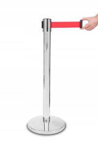 Słupek odgradzający z taśmą czerwoną 235 cm CHROME