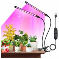 Светодиодная лампа для выращивания растений, таймер, USB-зажим, двойной движущийся