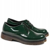 BRILU WIĄZANE PÓŁBUTY DAMSKIE LAKIER ZIELONE