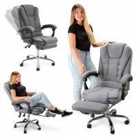 Fotel Biurowy Obrotowy Krzesło Biurowe z podnóżkiem Tkanina Krzesło Biuro