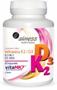 Aliness witamina K2 MK-7 100 µg z Natto + D3 x 60 kaps