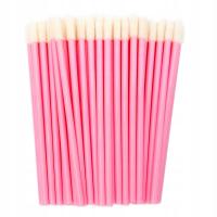 Aplikatory różowe welurowe kosmetyczne do rzęs i ust 50szt.