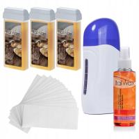 Zestaw depilacja PODGRZEWACZ 3x WOSK rolce paski