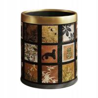 Otwarty górny kosz na śmieci PU Skóra 10 L/2.64 galonów Kosz na papier Malowanie złota