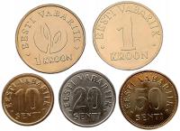 ESTONIA ZESTAW 5 MONET 10 SENTI - 1 KROON 2003 - 2008 MENNICZE