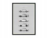 Plakat Porsche 911 Ewolucja 40cm x 50cm - Bez Ramy
