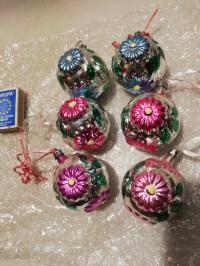 Stare bombki z PRL-u 6 sztuk KWIATKI