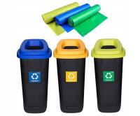 Набор из 3 корзин для сортировки отходов 3X90L мешки