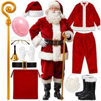 STRÓJ ŚWIĘTEGO MIKOŁAJA gwiazdora WELUROWY przebranie ŚWIĘTA PREMIUM 16 EL