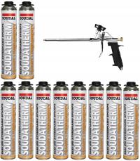 10x SOUDAL PIANOKLEJ DO STYROPIANU XPS EPS SOUDATHERM + PISTOLET