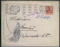 Breslau 1912 r / Zuruck nalepka Postamt 1 Breslau
