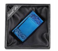 Металлическая зажигалка с красным пламенем, синяя для подарка