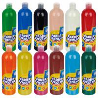 ZESTAW farby plakatowe w butelkach 12 kolorów ASTRA