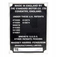 Tabliczka znamionowa do ciągników Massey Ferguson różnych typów