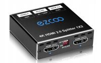 Ezcoo rozdzielacz 1in2 HDMI 4K 1080p lepsza jakość Obrazu i Dźwięku 60Hz