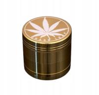 Złoty Młynek do Mielenia Tytoniu Suszu CBD z Liściem Marihuany 4-Częściowy