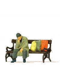 Preiser 29094 - Bezdomny na ławce - H0 1:87